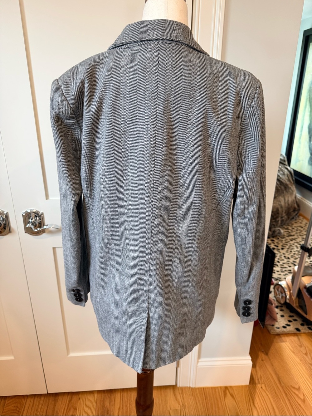 Annie Bing Becky Women's Gray Herringbone Blazer - Picture 10 of 15